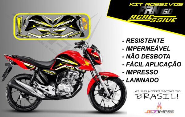 kit adesivos fan 160 2022-versão agressive(moto vermelha) - Imagem 2