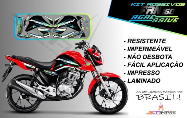 kit adesivos fan 160 2022-versão agressive(moto vermelha) - Imagem 3