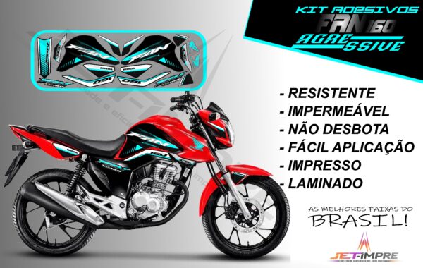 kit adesivos fan 160 2022-versão agressive(moto vermelha) - Imagem 6