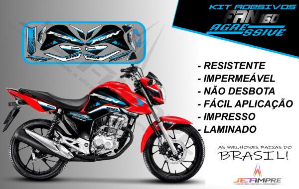 kit adesivos fan 160 2022-versão agressive(moto vermelha) - Imagem 7