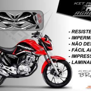 kit adesivos fan 160 2022-versão agressive(moto vermelha)