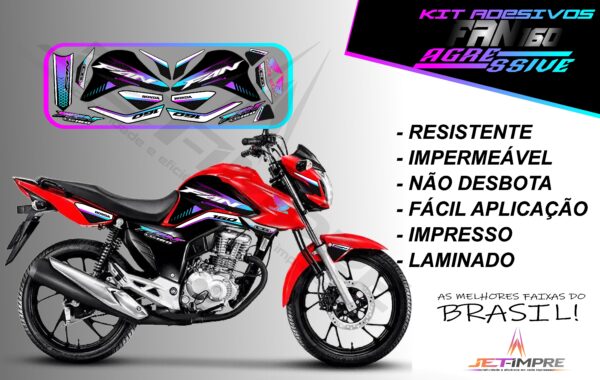 kit adesivos fan 160 2022-versão agressive(moto vermelha) - Imagem 9