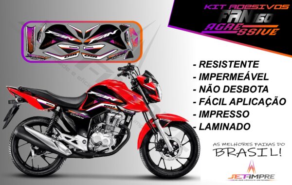kit adesivos fan 160 2022-versão agressive(moto vermelha) - Imagem 10