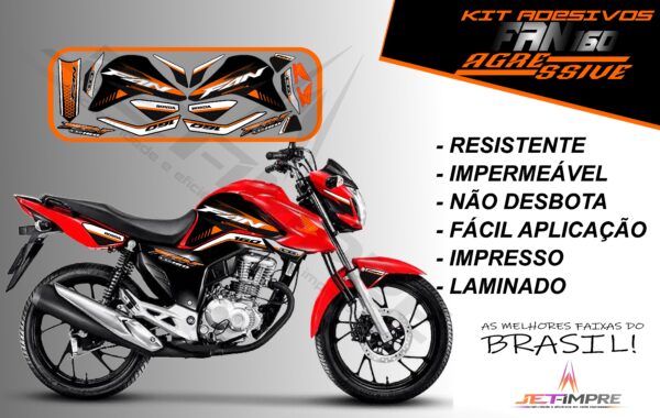 kit adesivos fan 160 2022-versão agressive(moto vermelha) - Imagem 11