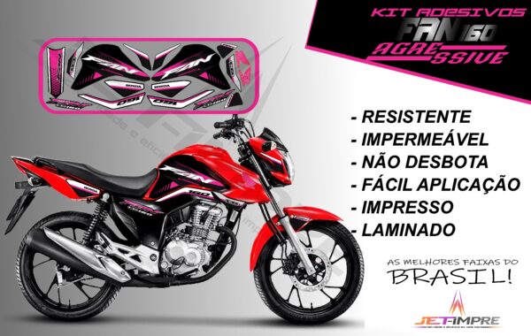 kit adesivos fan 160 2022-versão agressive(moto vermelha) - Imagem 12