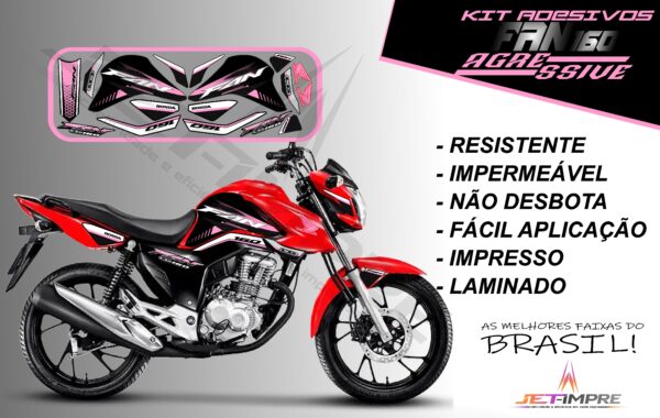 kit adesivos fan 160 2022-versão agressive(moto vermelha) - Imagem 14
