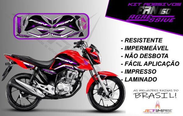kit adesivos fan 160 2022-versão agressive(moto vermelha) - Imagem 15