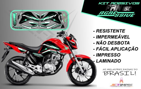 kit adesivos fan 160 2022-versão agressive(moto vermelha) - Imagem 16