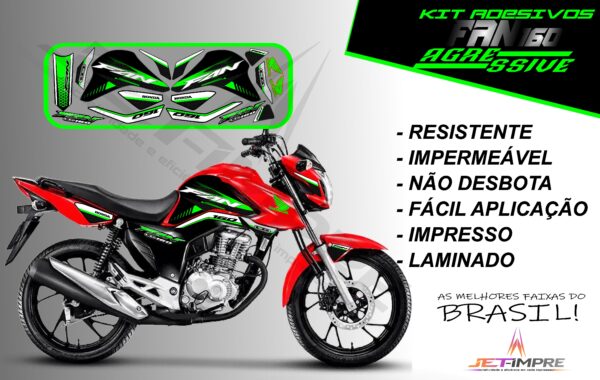 kit adesivos fan 160 2022-versão agressive(moto vermelha) - Imagem 18