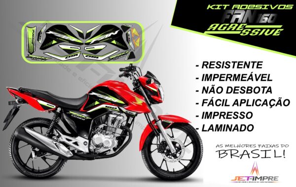 kit adesivos fan 160 2022-versão agressive(moto vermelha) - Imagem 17