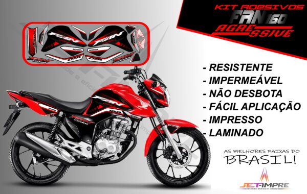 kit adesivos fan 160 2022-versão agressive(moto vermelha) - Imagem 19