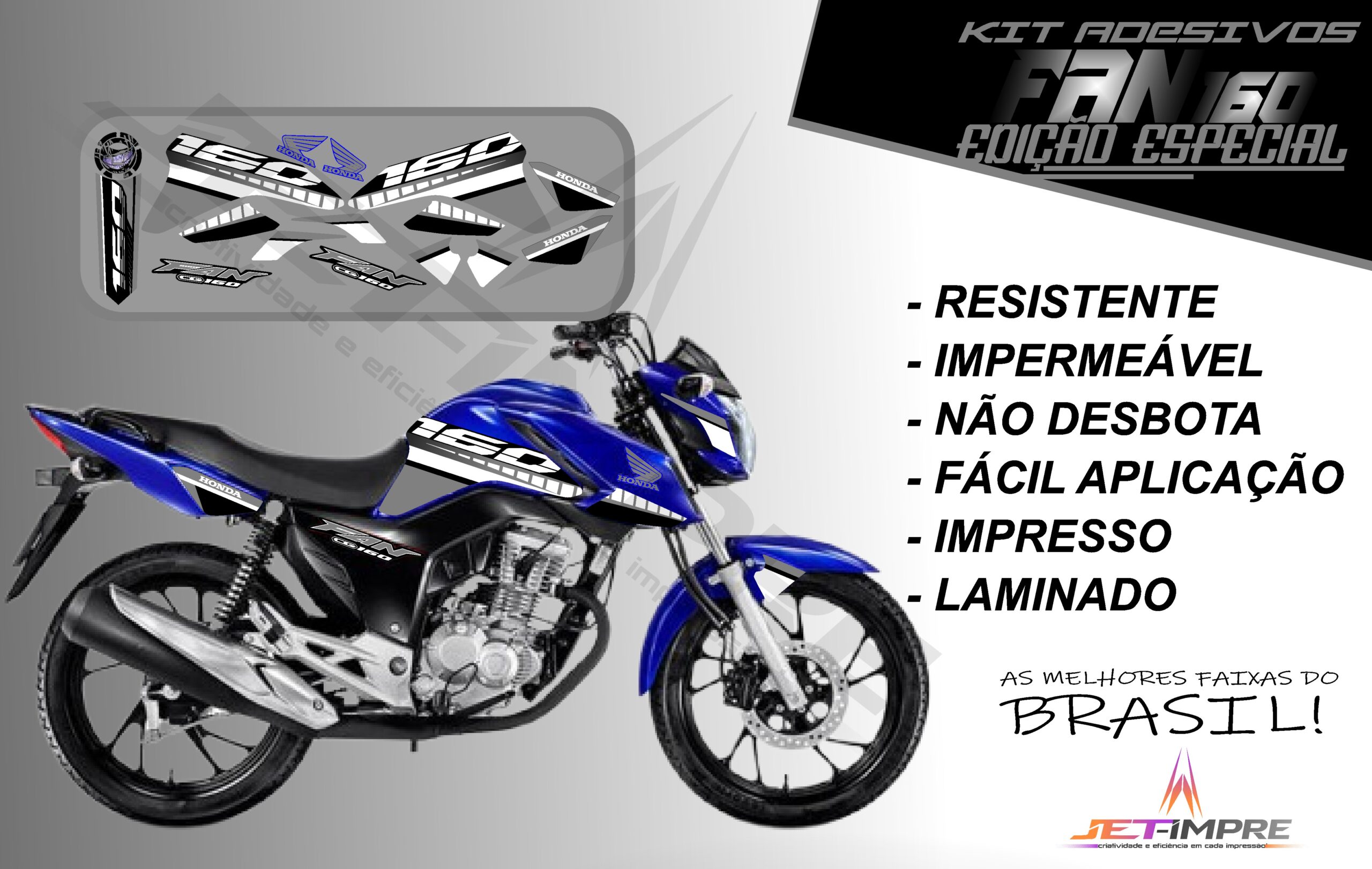 kit adesivo fan 160 2022-edição especial(moto azul) - Imagem 16