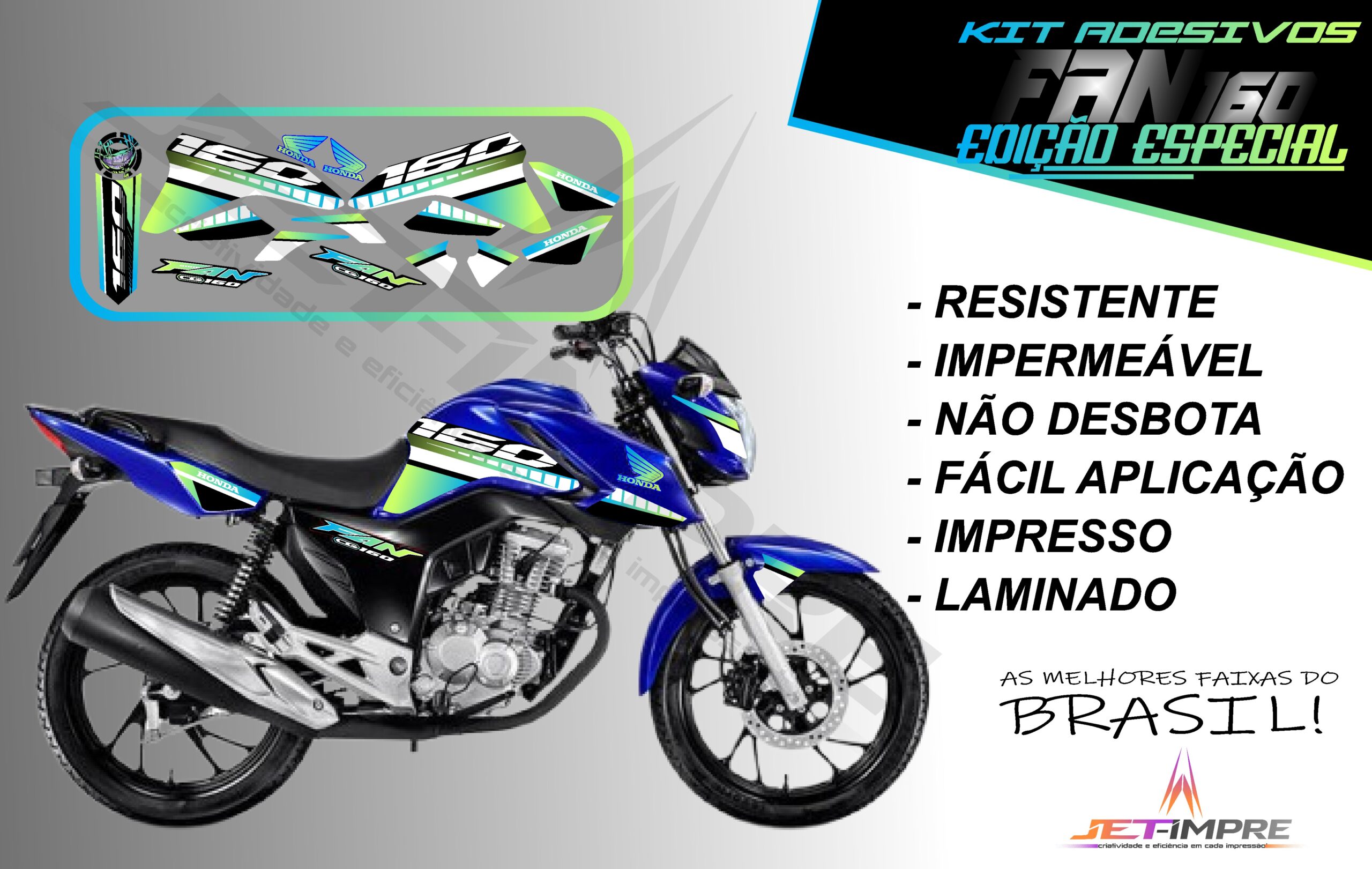 kit adesivo fan 160 2022-edição especial(moto azul)