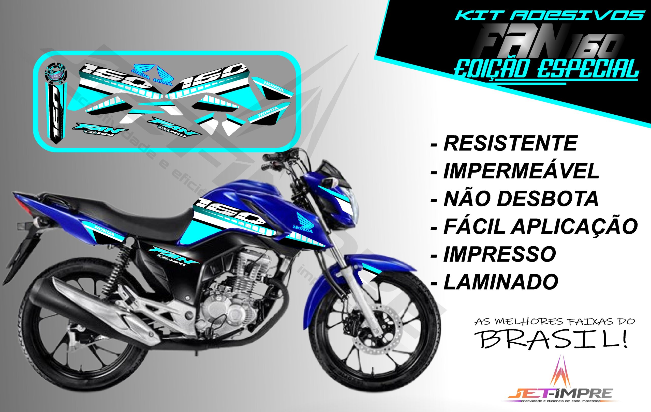 kit adesivo fan 160 2022-edição especial(moto azul) - Imagem 3