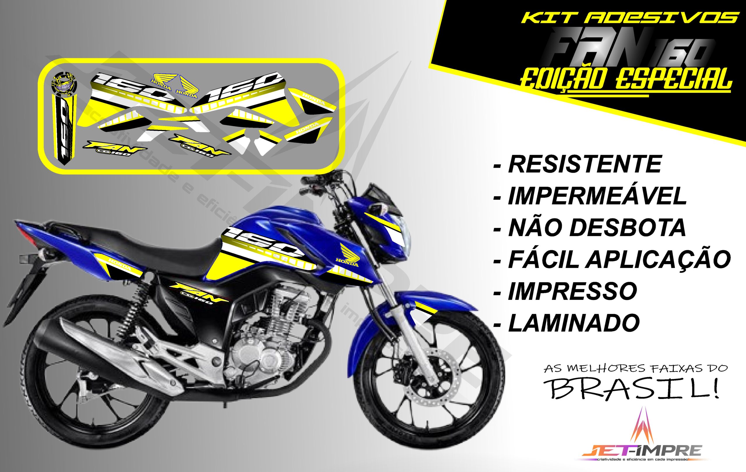 kit adesivo fan 160 2022-edição especial(moto azul) - Imagem 5