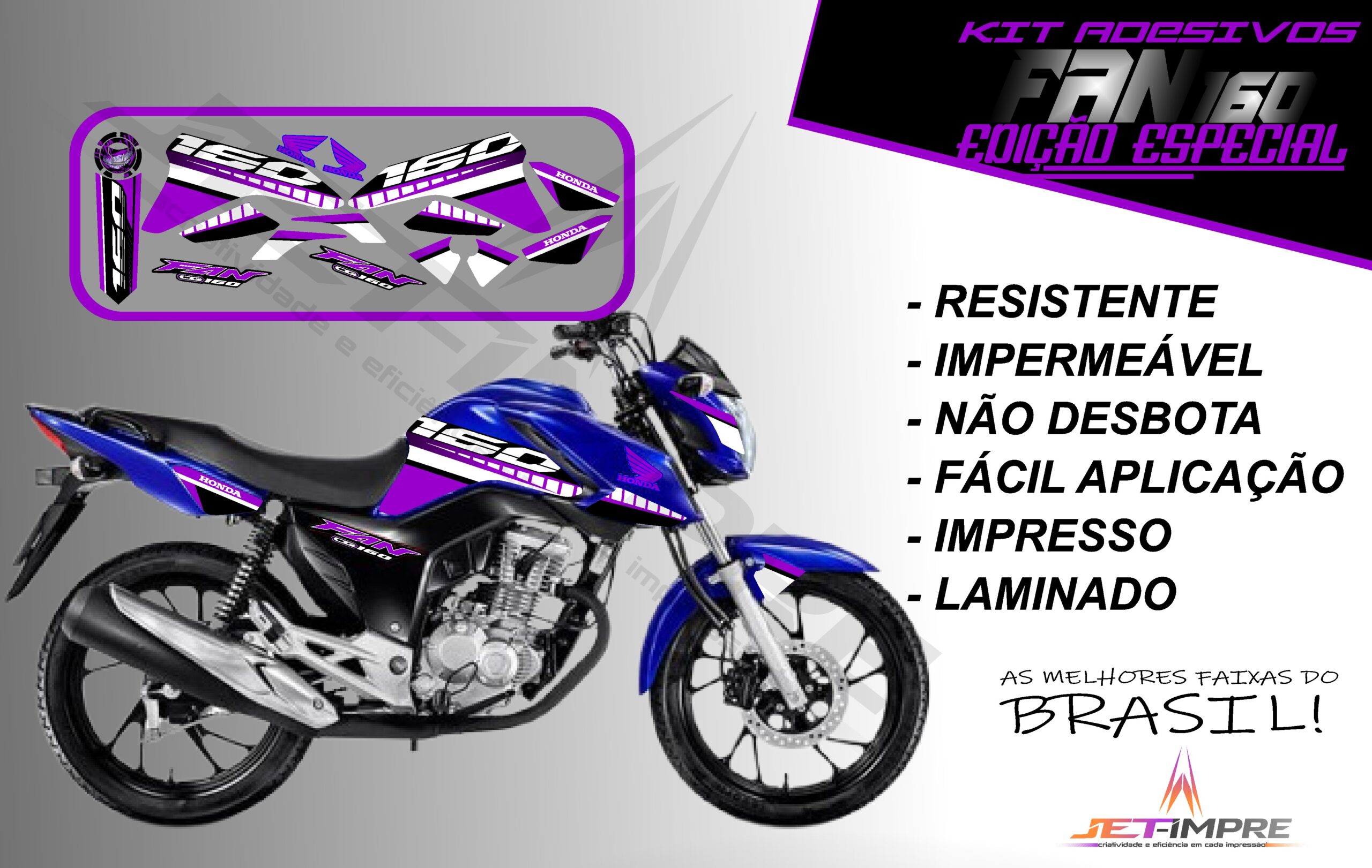 kit adesivo fan 160 2022-edição especial(moto azul) - Imagem 7