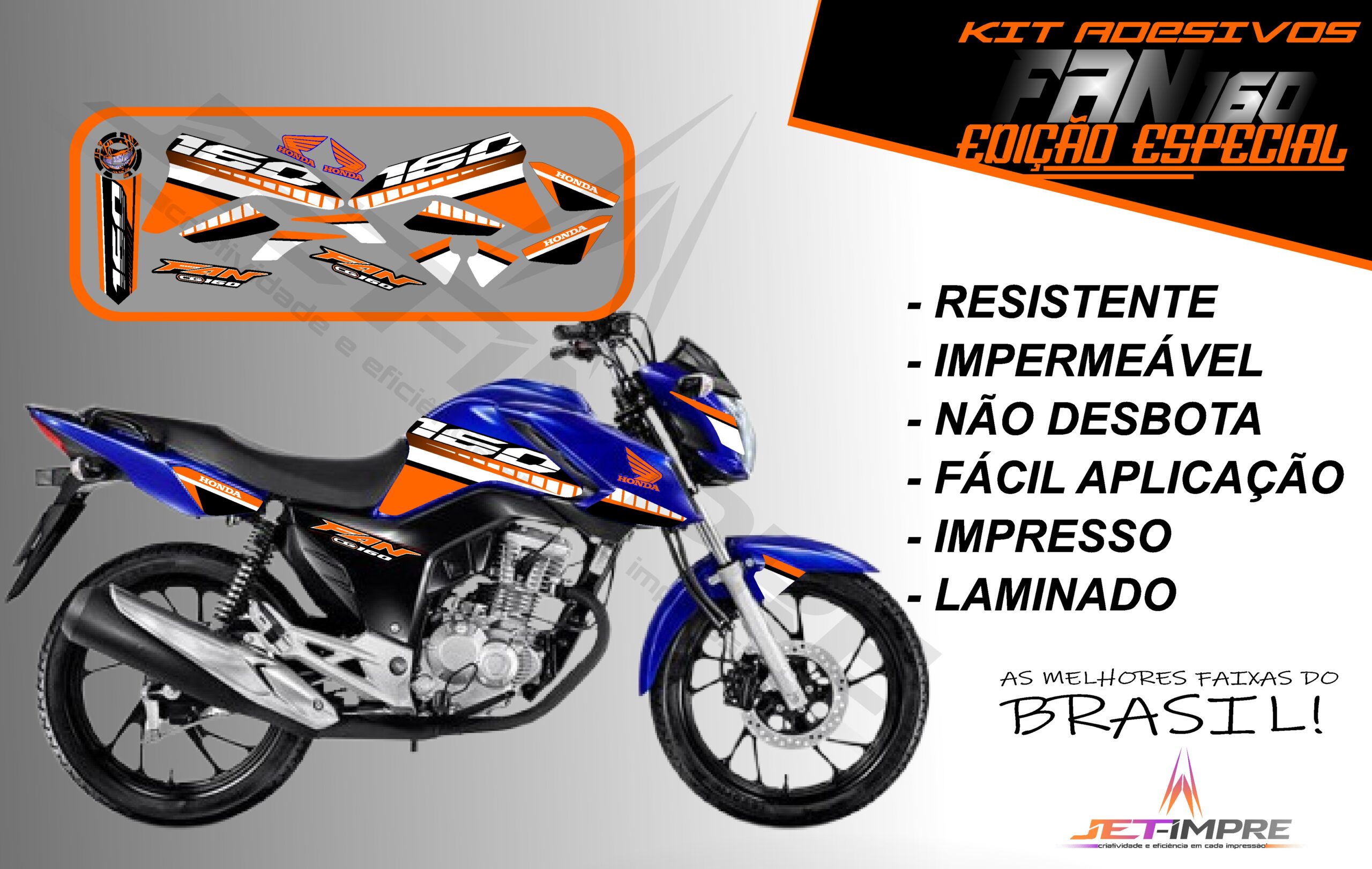 kit adesivo fan 160 2022-edição especial(moto azul) - Imagem 8