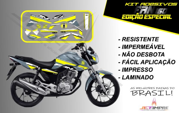 kit adesivos fan 160 2017 a 2021- edição especial (moto grafite) - Imagem 2