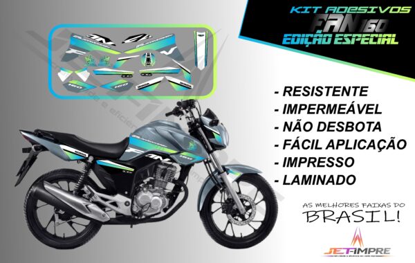 kit adesivos fan 160 2017 a 2021- edição especial (moto grafite) - Imagem 3