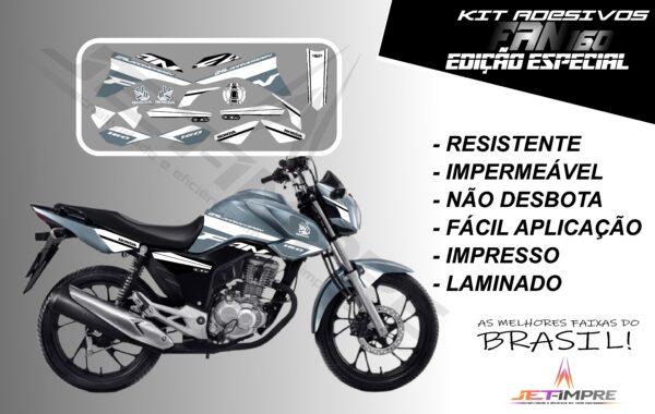 kit adesivos fan 160 2017 a 2021- edição especial (moto grafite) - Imagem 5