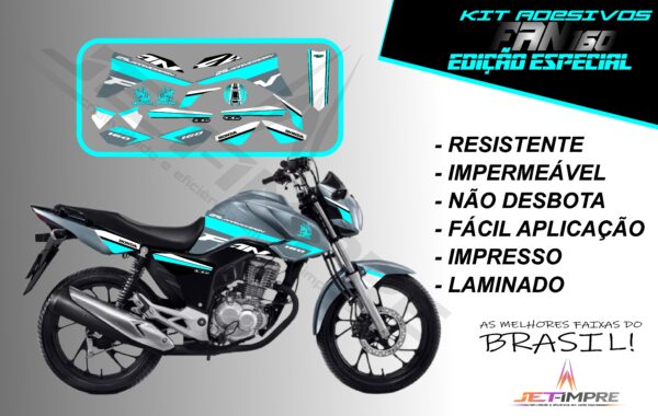 kit adesivos fan 160 2017 a 2021- edição especial (moto grafite) - Imagem 6