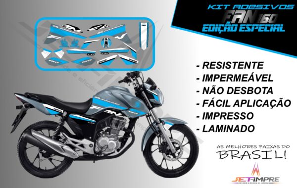 kit adesivos fan 160 2017 a 2021- edição especial (moto grafite) - Imagem 7