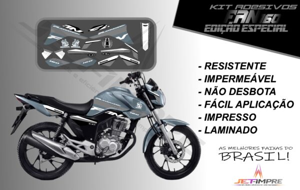 kit adesivos fan 160 2017 a 2021- edição especial (moto grafite) - Imagem 8
