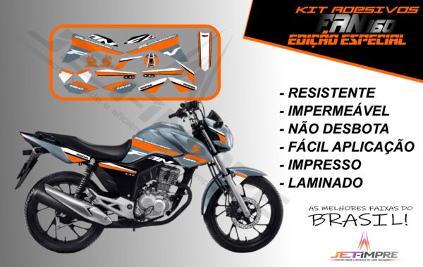 kit adesivos fan 160 2017 a 2021- edição especial (moto grafite) - Imagem 11
