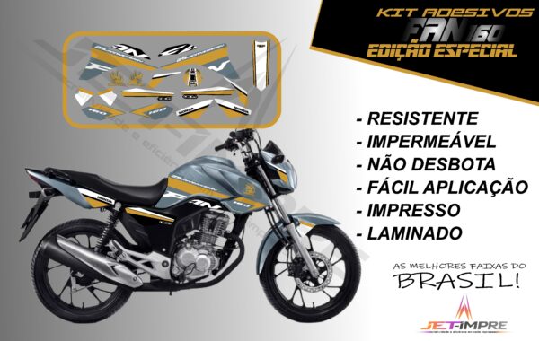 kit adesivos fan 160 2017 a 2021- edição especial (moto grafite) - Imagem 13