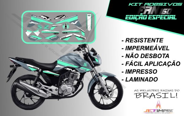 kit adesivos fan 160 2017 a 2021- edição especial (moto grafite) - Imagem 16
