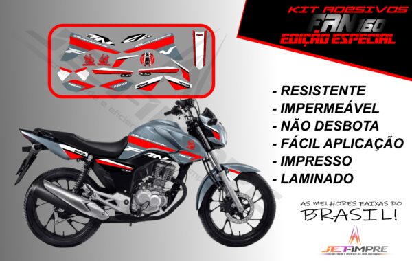 kit adesivos fan 160 2017 a 2021- edição especial (moto grafite) - Imagem 19