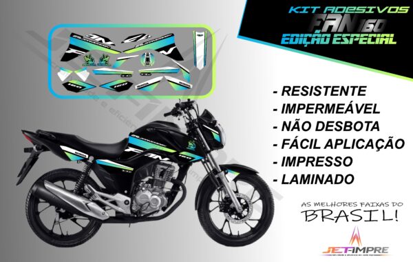 kit adesivos fan 160 2017 a 2021- edição especial (moto preta)