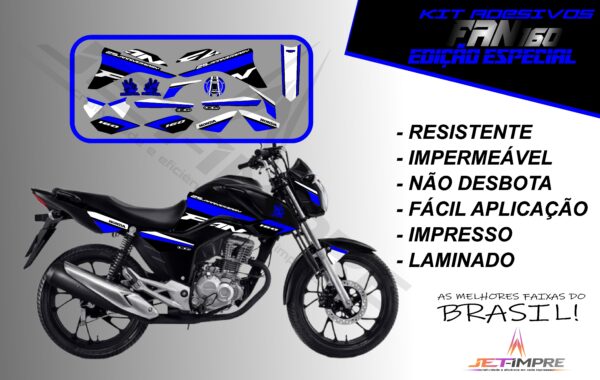 kit adesivos fan 160 2017 a 2021- edição especial (moto preta) - Imagem 4
