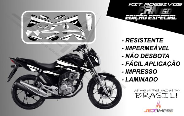 kit adesivos fan 160 2017 a 2021- edição especial (moto preta) - Imagem 5