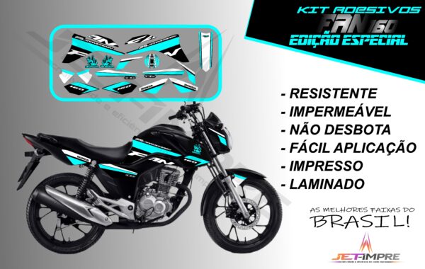 kit adesivos fan 160 2017 a 2021- edição especial (moto preta) - Imagem 6