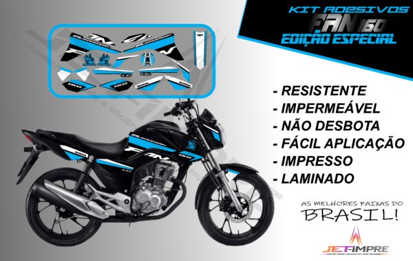 kit adesivos fan 160 2017 a 2021- edição especial (moto preta) - Imagem 7