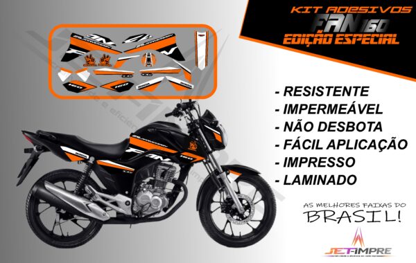 kit adesivos fan 160 2017 a 2021- edição especial (moto preta) - Imagem 11