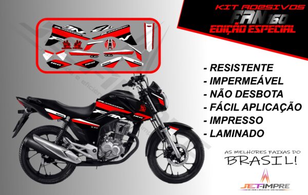 kit adesivos fan 160 2017 a 2021- edição especial (moto preta) - Imagem 19