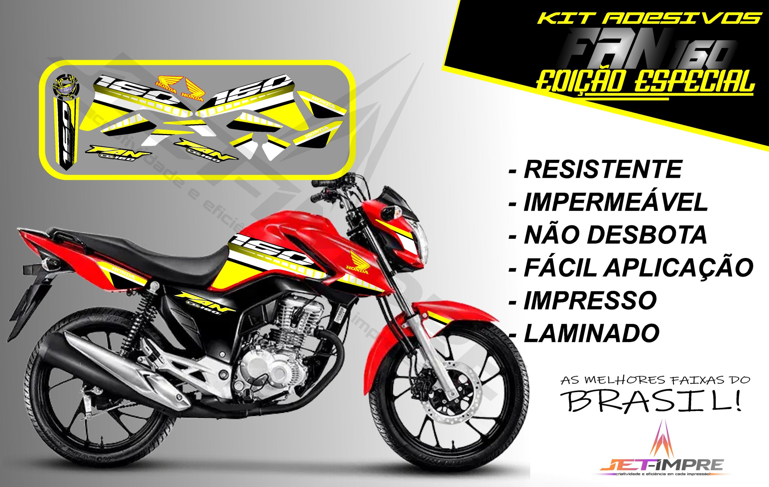 kit adesivo fan 160 2022-edição especial(moto vermelha) - Imagem 2