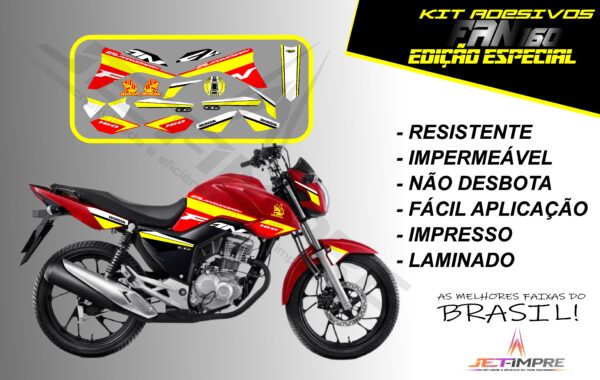 kit adesivos fan 160 2017 a 2021- edição especial (moto vermelha) - Imagem 2
