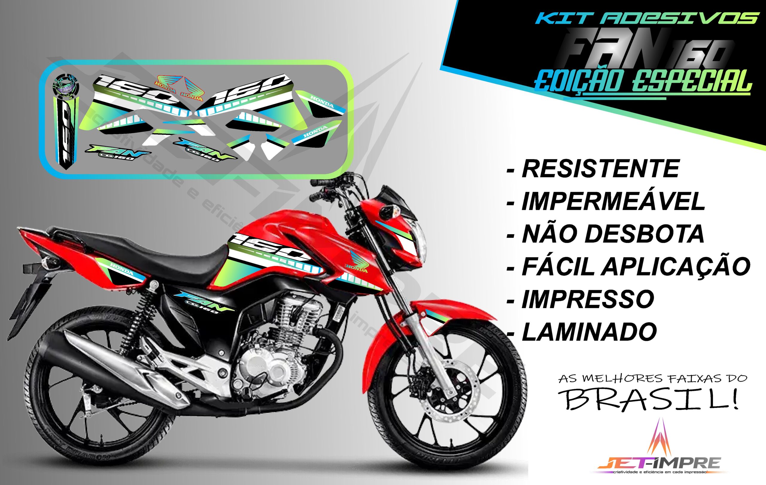 kit adesivo fan 160 2022-edição especial(moto vermelha) - Imagem 3