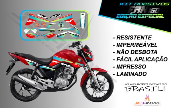 kit adesivos fan 160 2017 a 2021- edição especial (moto vermelha) - Imagem 3