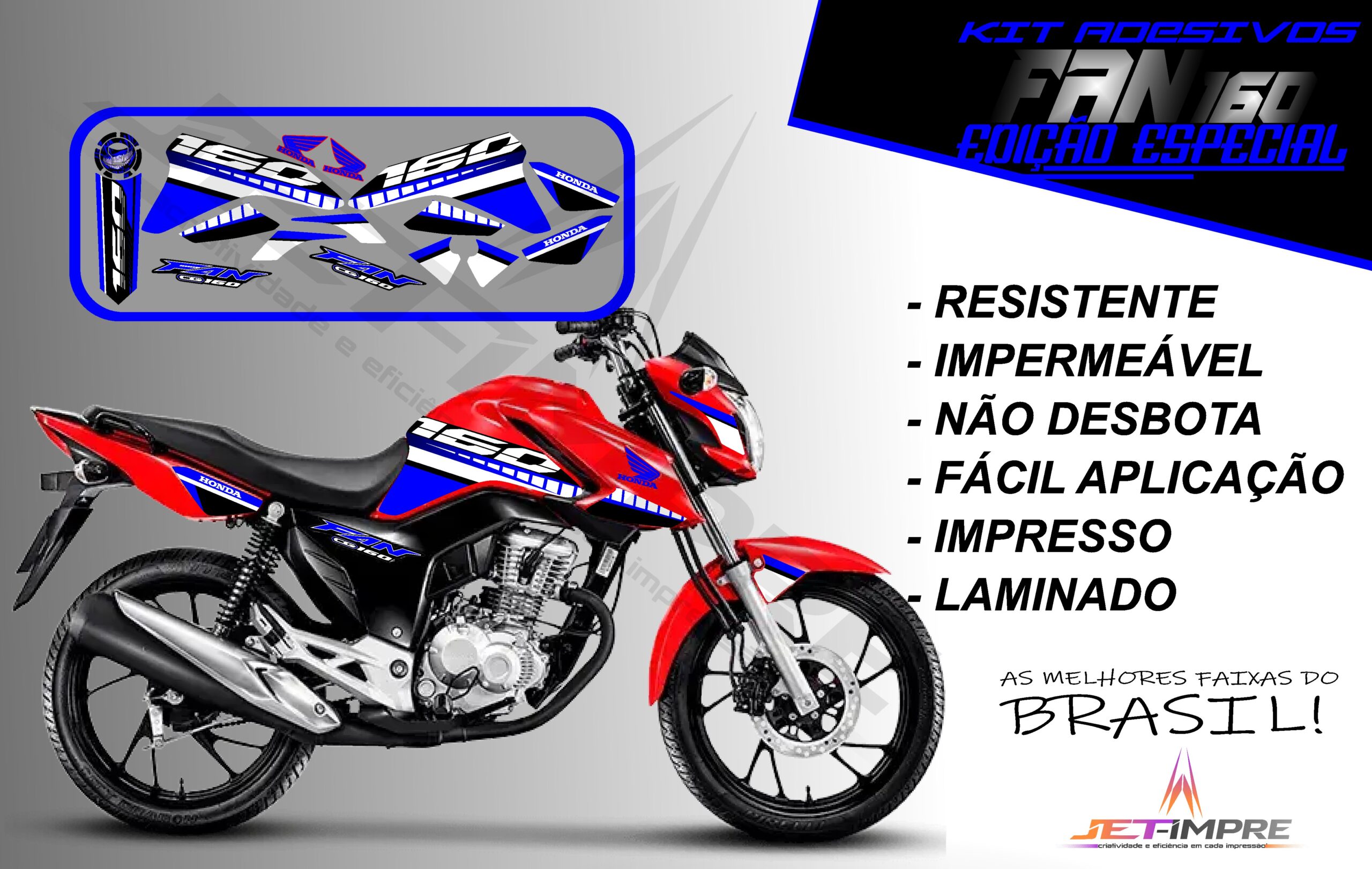 kit adesivo fan 160 2022-edição especial(moto vermelha) - Imagem 4