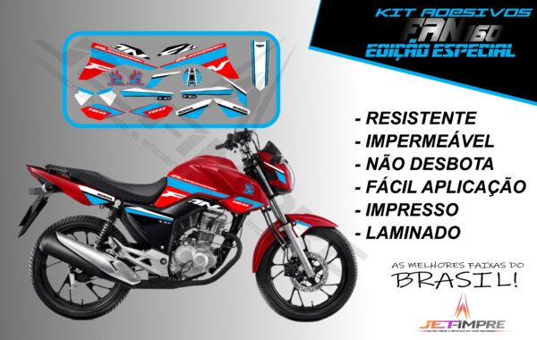 kit adesivos fan 160 2017 a 2021- edição especial (moto vermelha) - Imagem 7