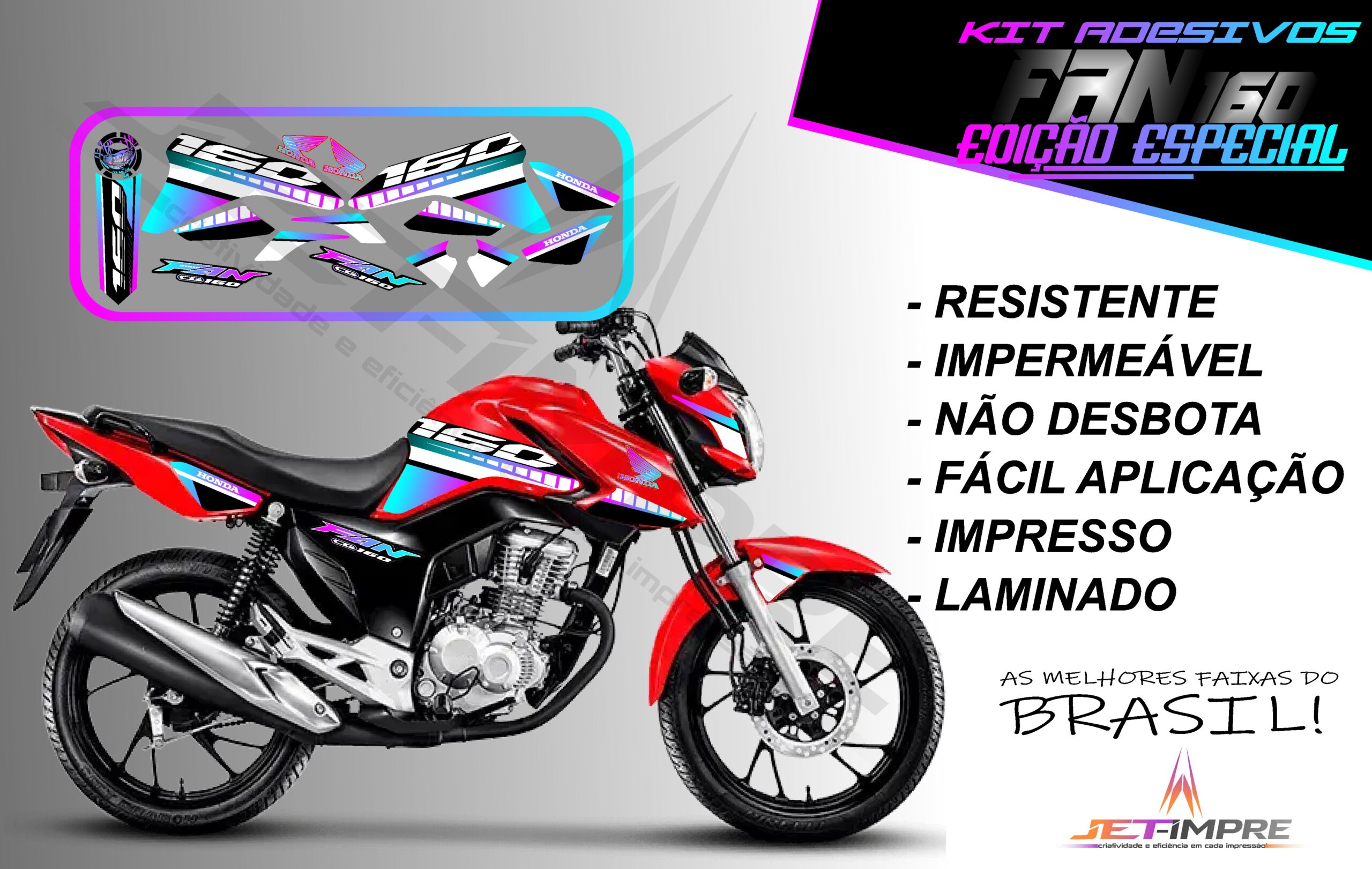 kit adesivo fan 160 2022-edição especial(moto vermelha)