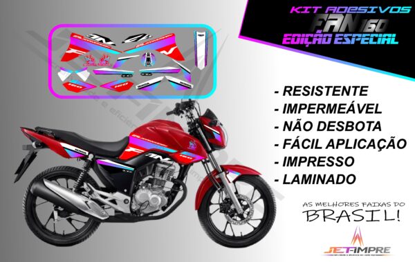 kit adesivos fan 160 2017 a 2021- edição especial (moto vermelha) - Imagem 9