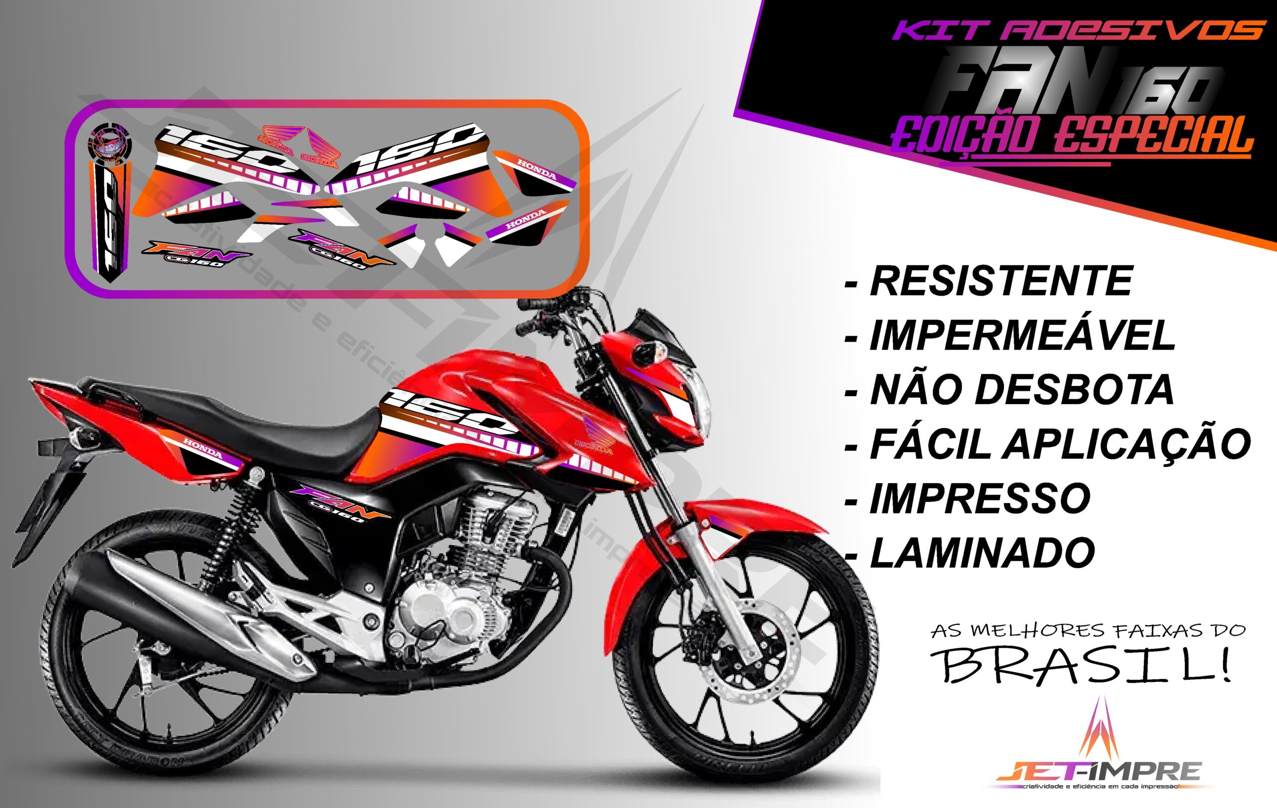 kit adesivo fan 160 2022-edição especial(moto vermelha) - Imagem 10