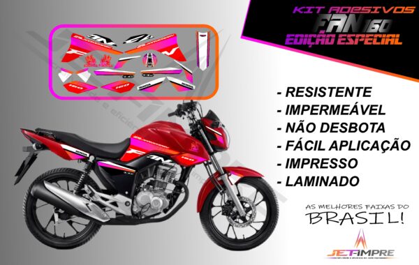 kit adesivos fan 160 2017 a 2021- edição especial (moto vermelha) - Imagem 10