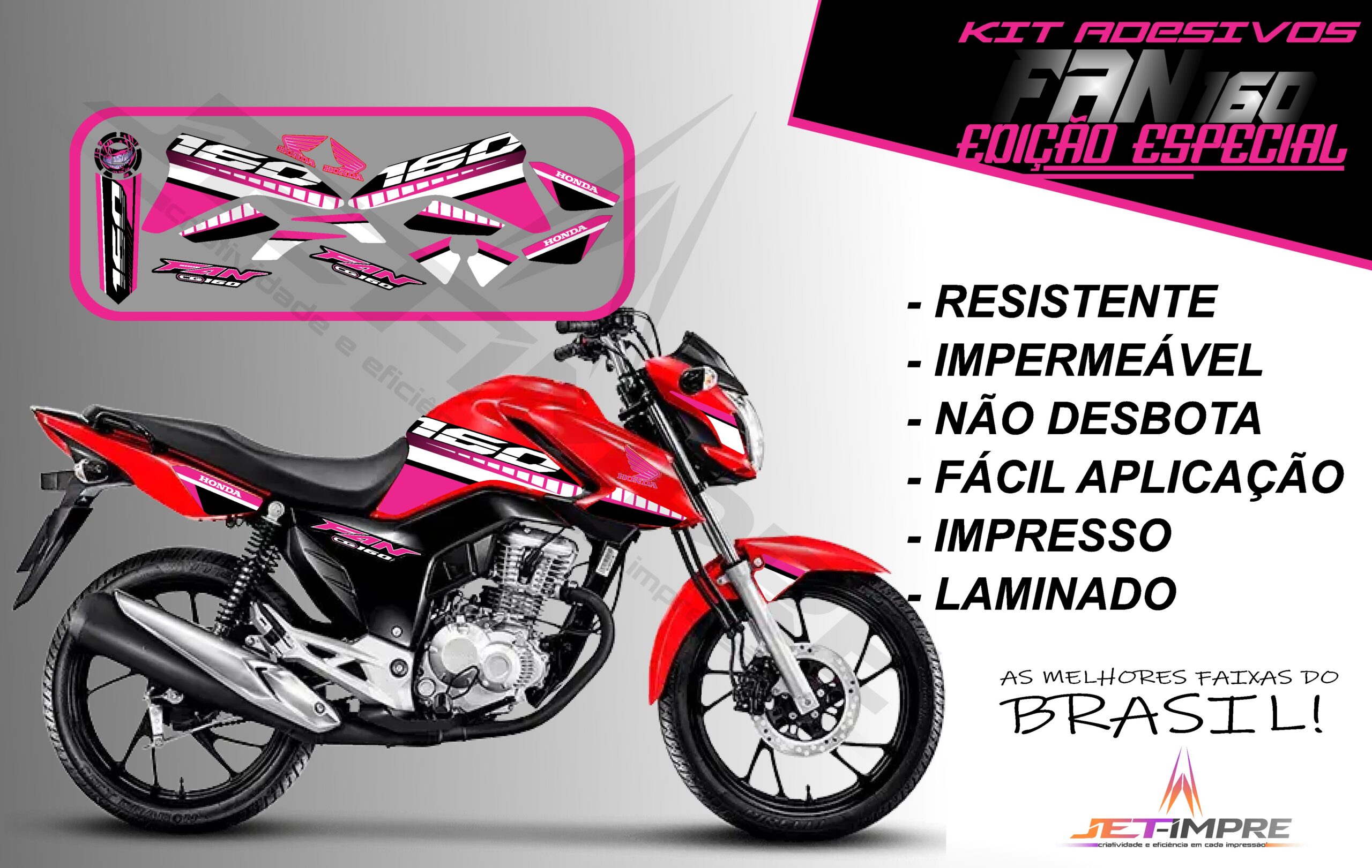 kit adesivo fan 160 2022-edição especial(moto vermelha) - Imagem 12