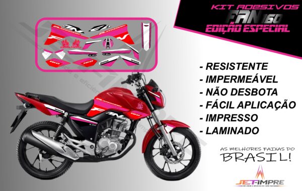 kit adesivos fan 160 2017 a 2021- edição especial (moto vermelha) - Imagem 12